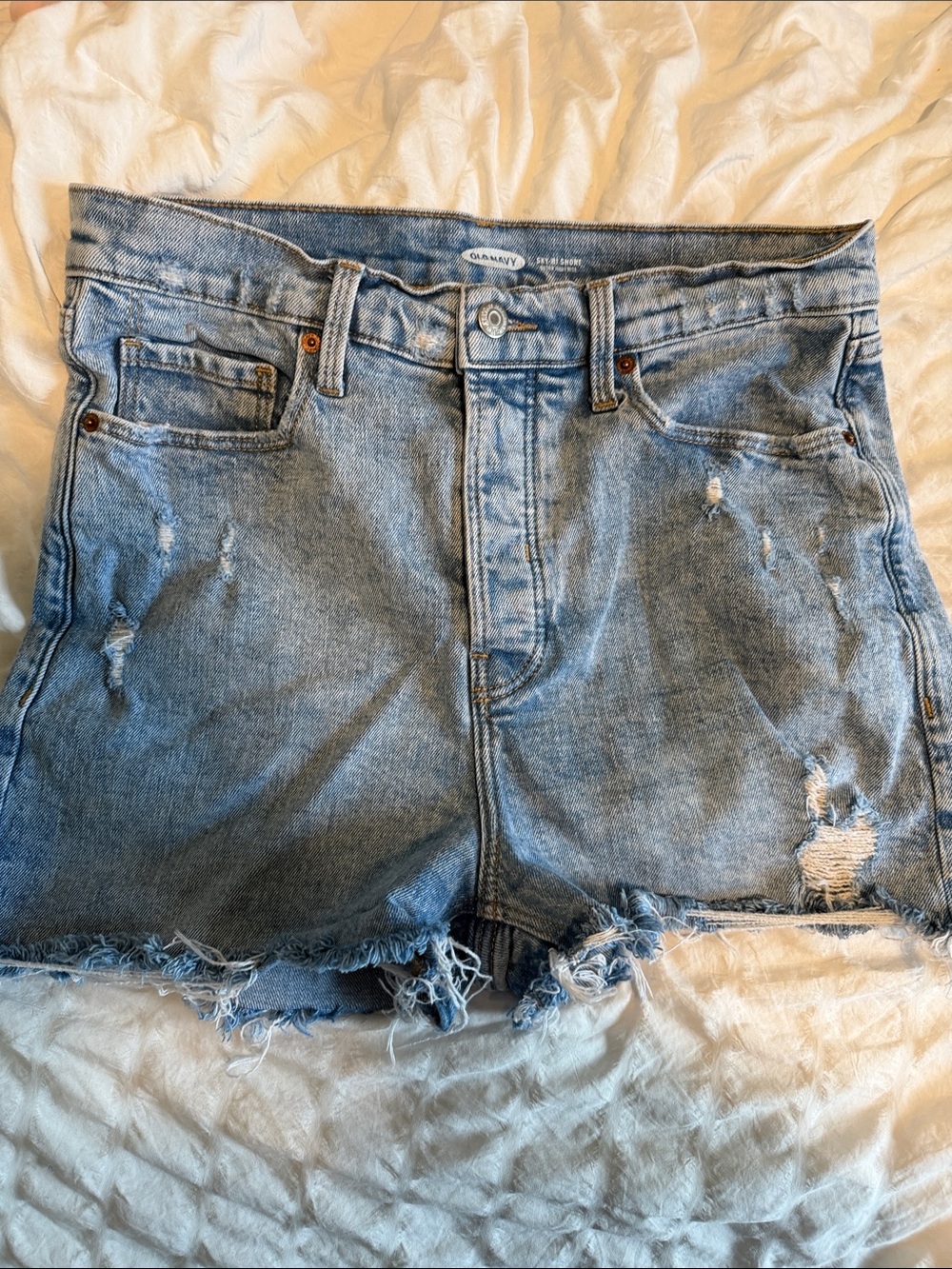 Old Navy Light Blue Distressed Denim Cutoff Shorts